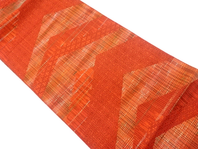 リサイクル　本場筑前博多菱に縞・横段模様織出し名古屋帯